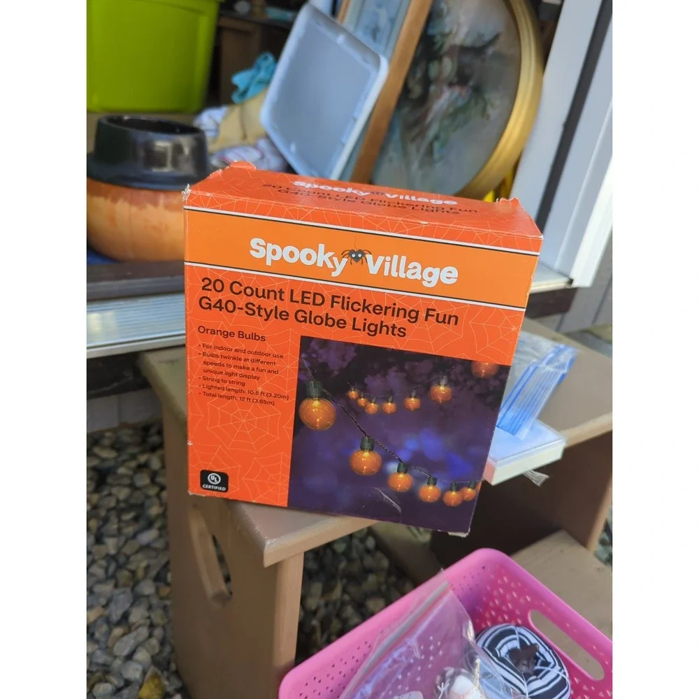 20 Spooky Village Flickering Halloween G40 Orange Globe Lights - NEW